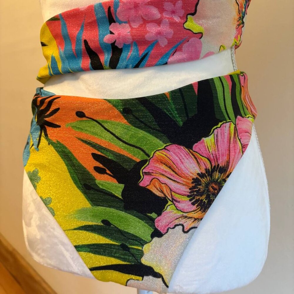 AGUA BENDITA Strappy One-piece Swimsuit Bright Colorful Sz L "Irisha" in PRAIA - Picture 6 of 8